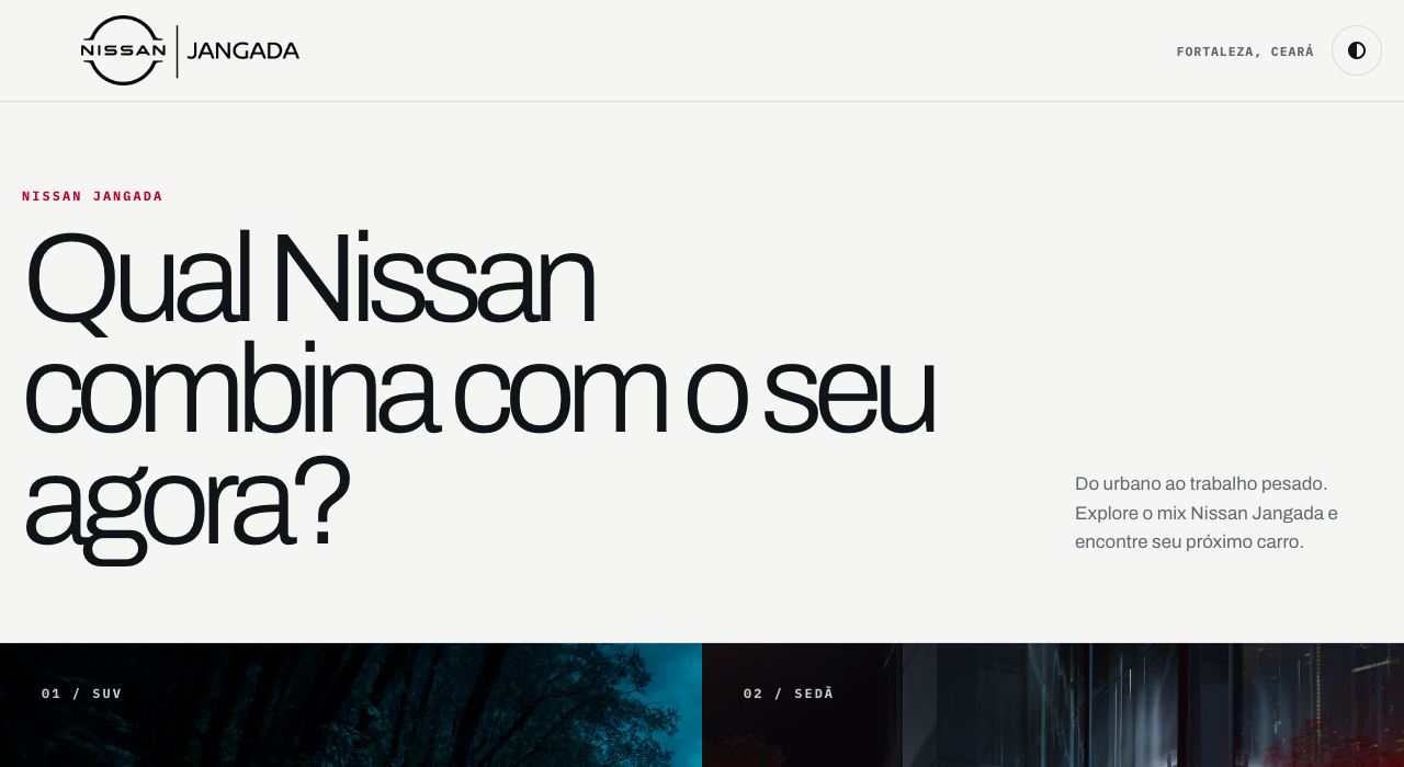 Tela de abertura da landing page pública Nissan Jangada